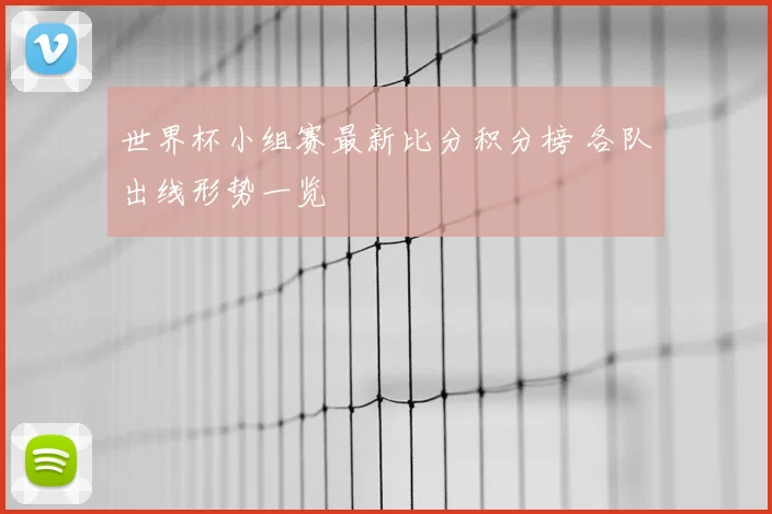 世界杯小组赛最新比分积分榜 各队出线形势一览